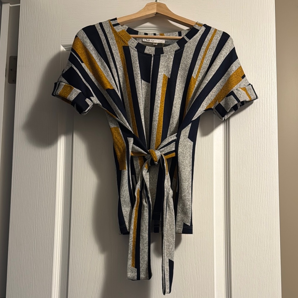 Cleo Flutter Sleeve Tie-Front Blouse